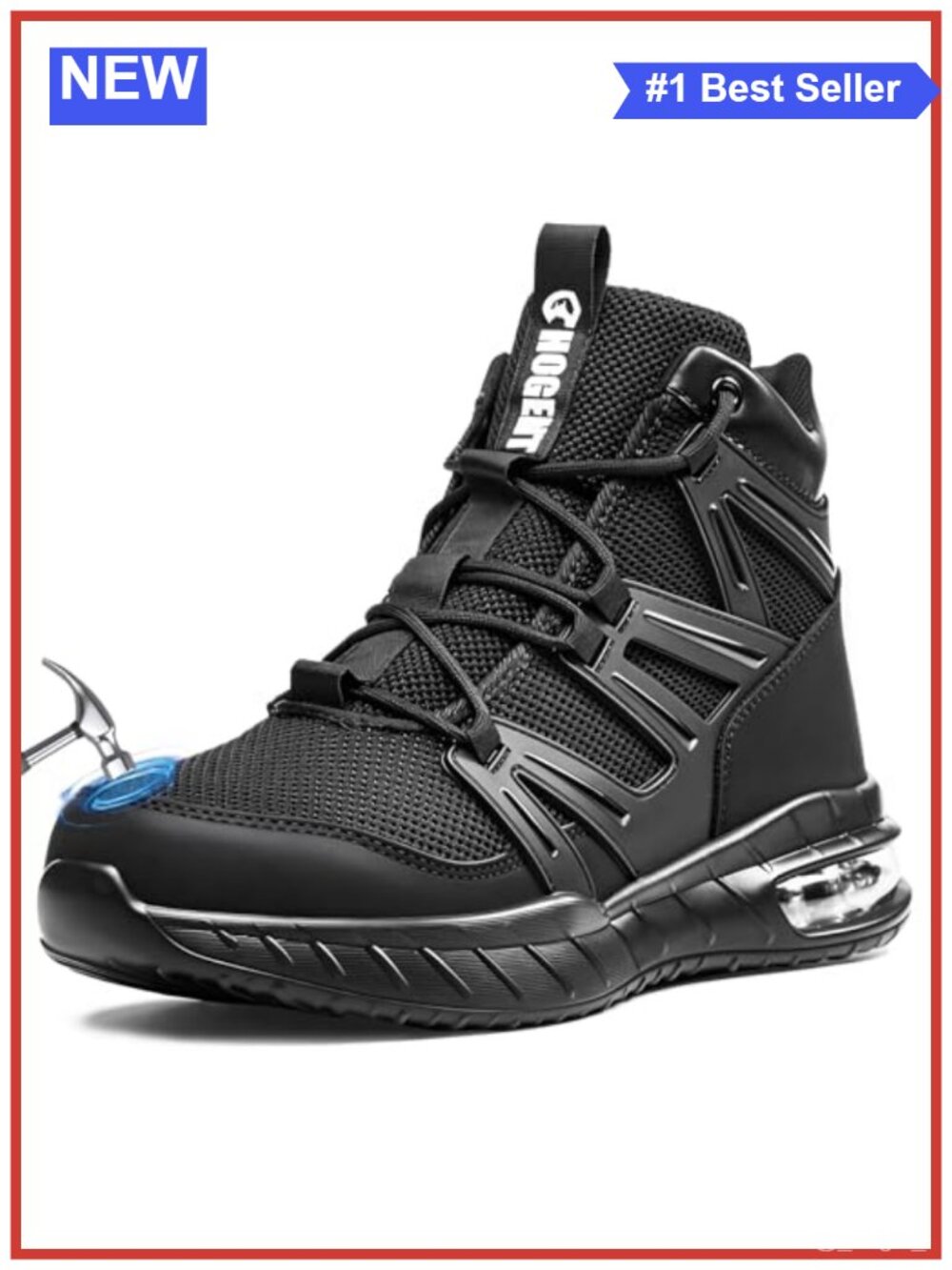 Steel Toe Work Boots Cushioned Safety High Top Work Shoes